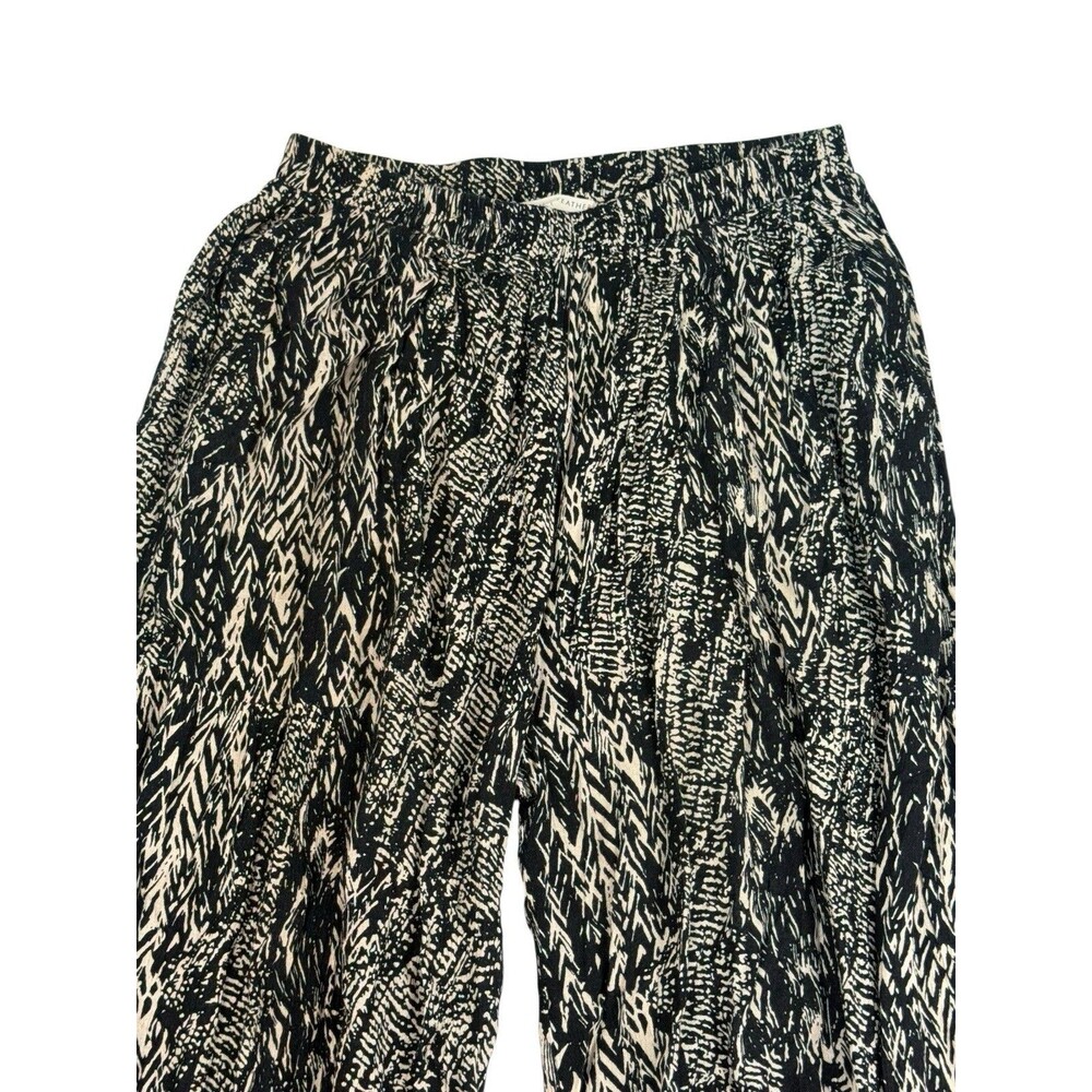 Stitch + Feather Black Cream Abstract Print Wide Leg Palazzo Pants Size L - Picture 3 of 6